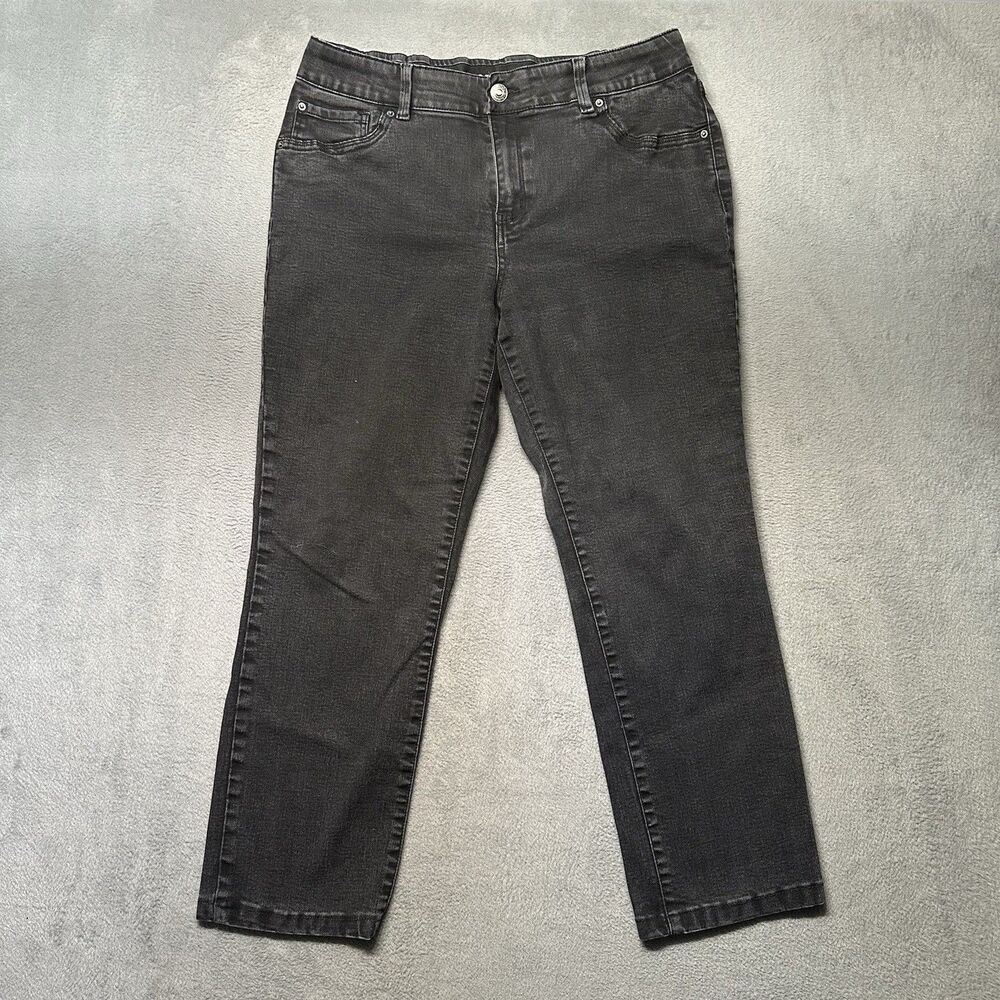 Lincoln Outfitters Womens 14 Straight Leg Jeans Black Comfort Flex Stretch EUC